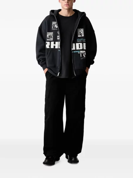 Lung tricou Rhude cu imagine negru