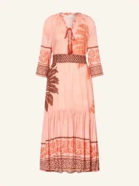 Miss June Sukienka Aida Palme Z Rękawami orange pomarańczowa