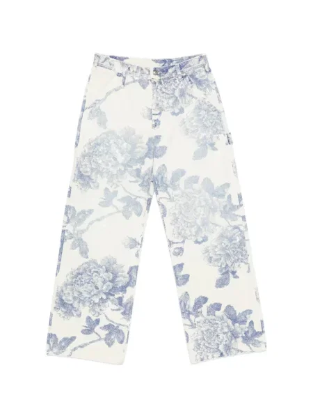 Blugi R13 cu model floral cu imagine alb