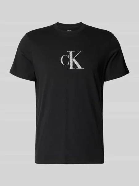 T-shirt z okrągłym dekoltem i logo Ck Calvin Klein czarna