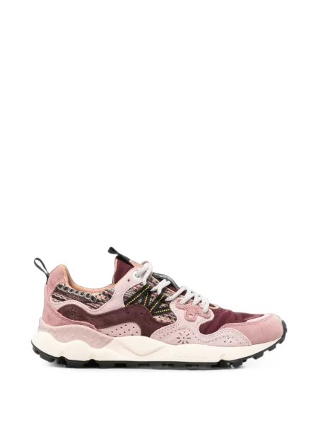 Sneakerși Flower Mountain din piele cu model floral roz