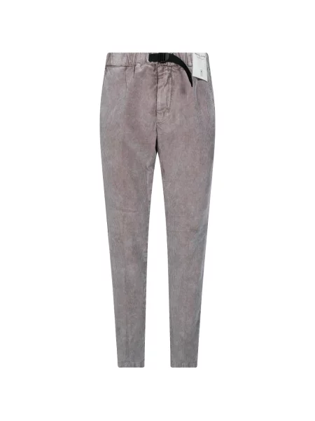 Cu centură pantaloni White Sand de catifea cord alb