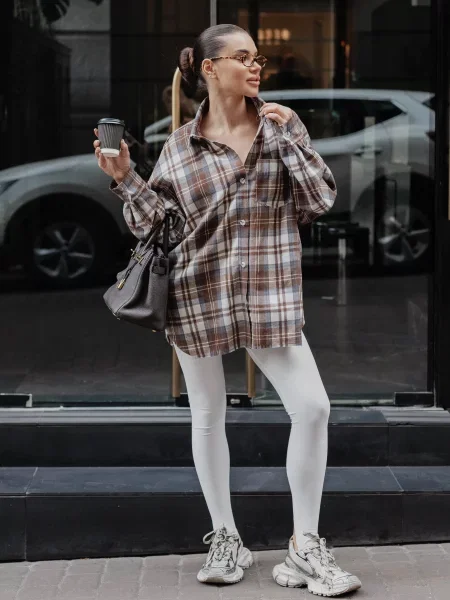 Рубашка Jadone Fashion коричневая