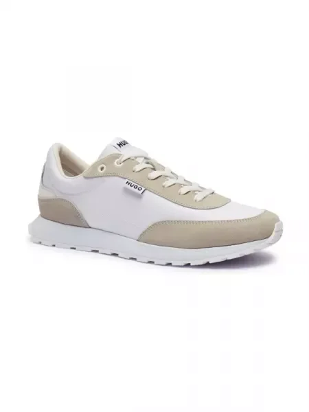 HUGO Sneakers Icelin_Runn_rnsd cu adaos de piele alb
