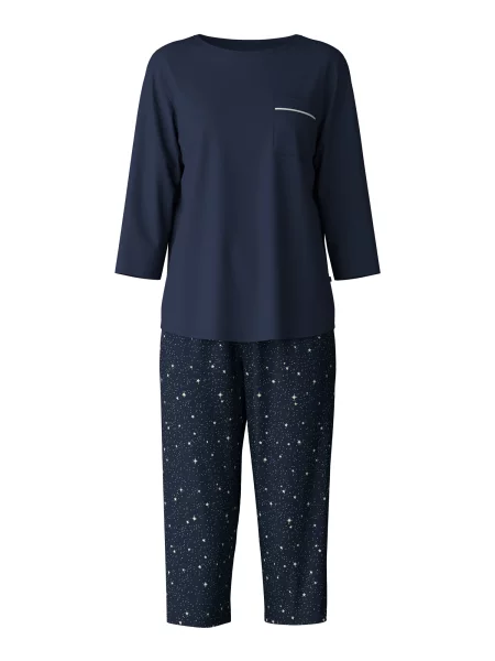 CALIDA Pijama bleumarin / coajă de ou alb