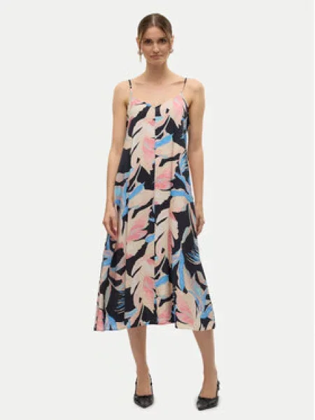 VERO MODA Šaty JOSIE světle béžová / azurová / pink černá