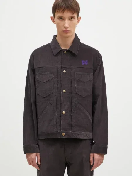 Manšestrová bunda Needles Penny Jean Jacket přechodná fialová