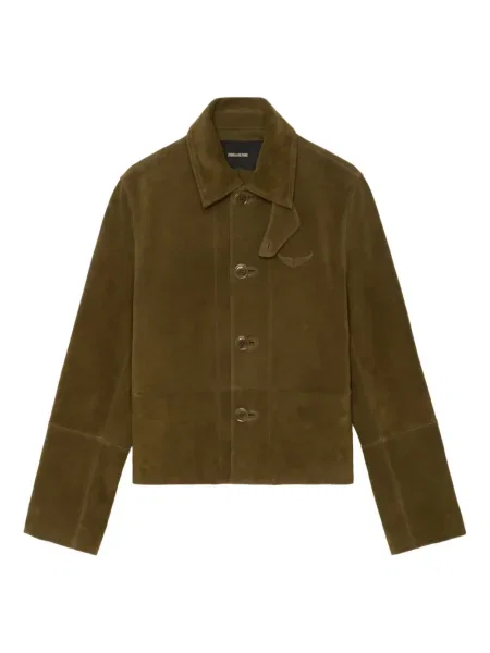 Geacă Zadig&voltaire din piele de căprioară verde