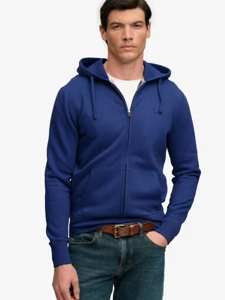 Superdry & Co Tepláková bunda ESSENTIAL tmavomodrá