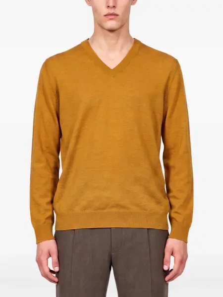 Pulover Zegna cu decolteu în V galben