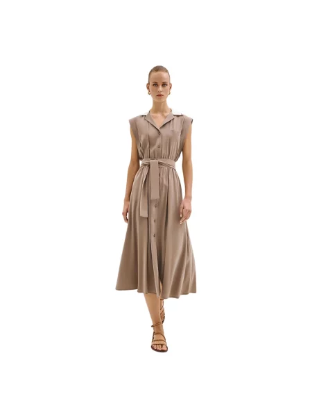 Sukienka koszulowa Access Fashion w paski beżowa