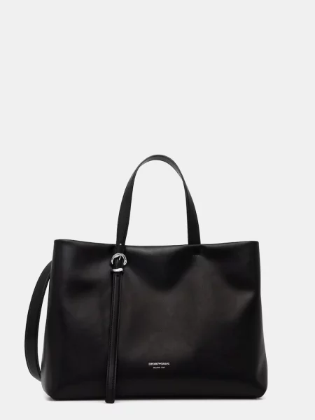 Emporio Armani geantă shopper pentru femei din piele negru