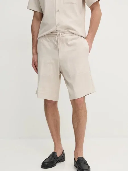 Iceberg pantaloni scurți din amestec de in bărbați bej