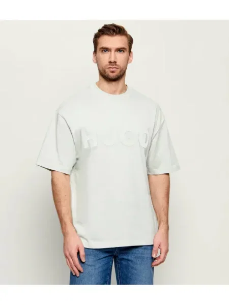 HUGO Tricou Dinkee | Oversize fit verde