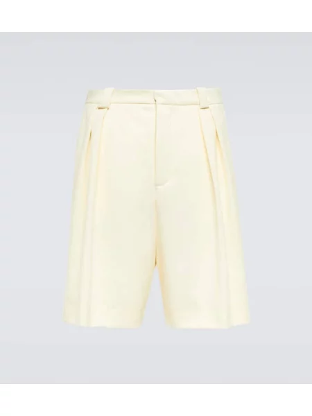 Vunene plisirane kratke hlače King & Tuckfield visoki struk bijela