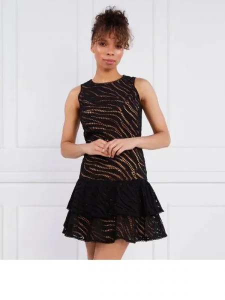 Michael Kors rochie eyelet slvls rfl negru