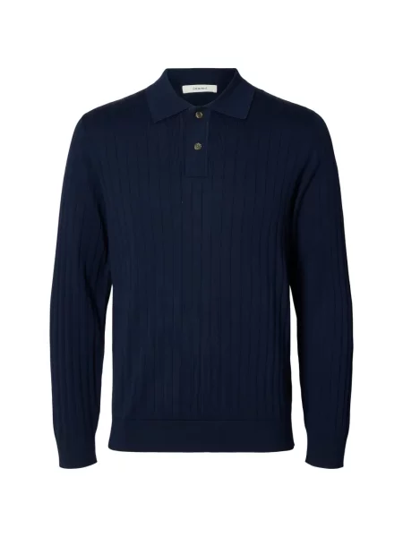 Πλεκτό polo Selected μπλε