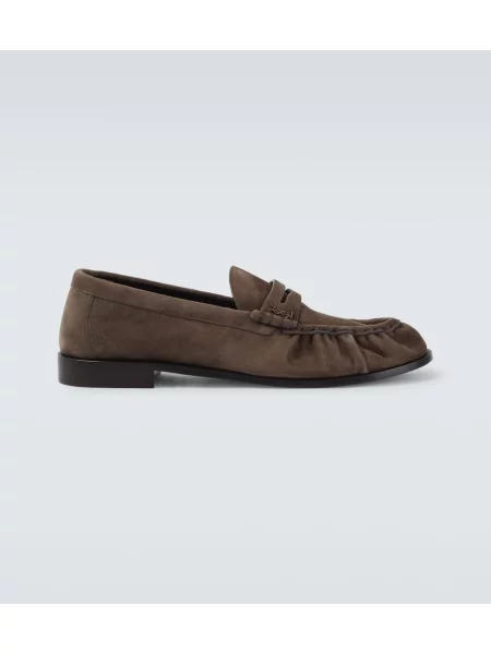 Pantofi loafer Saint Laurent din piele de căprioară maro
