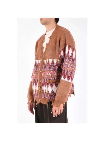 Sweter Laneus żakardowy brązowy
