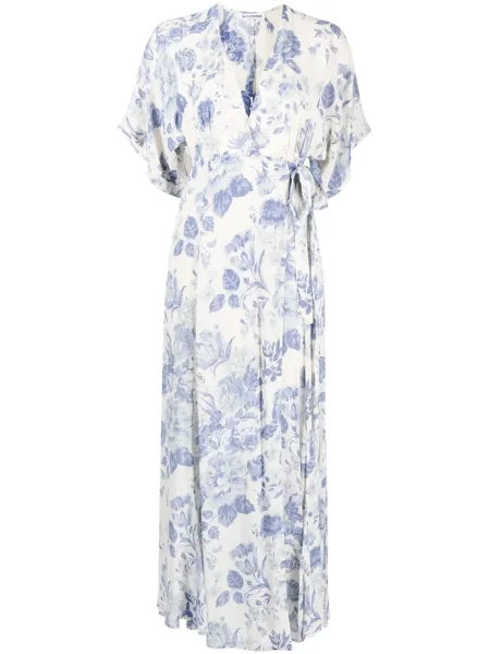 Rochie maxi Reformation cu model floral cu imagine de costum alb