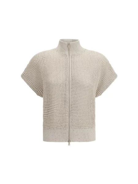 Dzianinowy kardigan Brunello Cucinelli beżowy