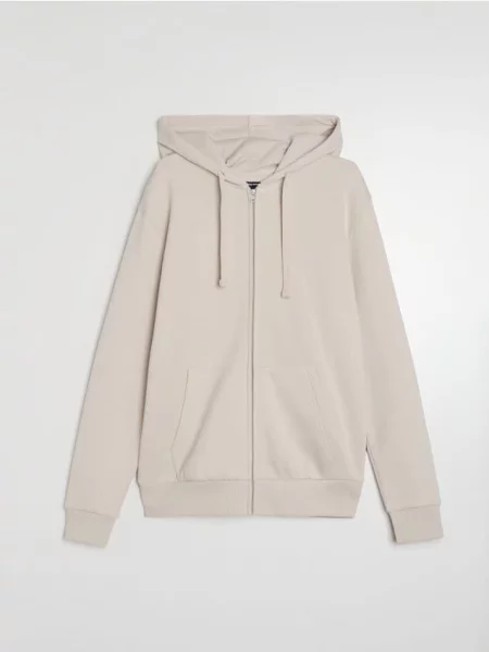 Sinsay Rozpinana bluza z kapturem kremowy