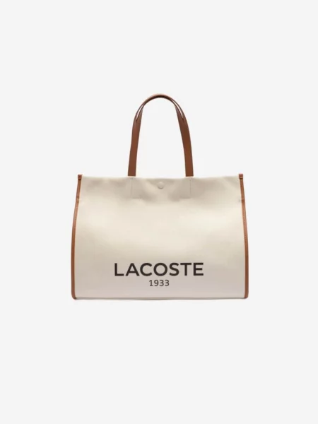 Geantă shopper Lacoste din canvas alb