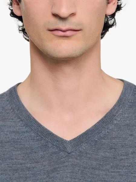 Pulover Sandro de lână cu decolteu în V gri