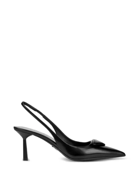Pantofi cu toc Prada din piele slingback negru