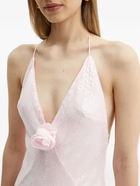 Rochie Bardot cu paiete de costum roz