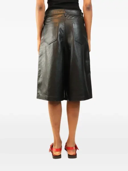 Pantaloni culottes Victoria Beckham din piele negru