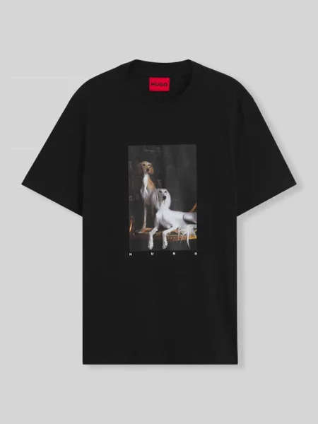 T-shirt o kroju regular fit z czystej bawełny model Daffilo' Hugo czarna