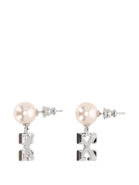 Cercei Off-white cu perle alb