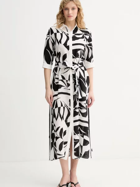 Max Mara Beachwear poletna obleka svilena ANGIO bela