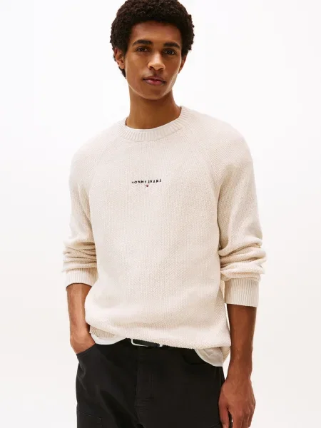 Tommy Jeans Pulover crem / bleumarin