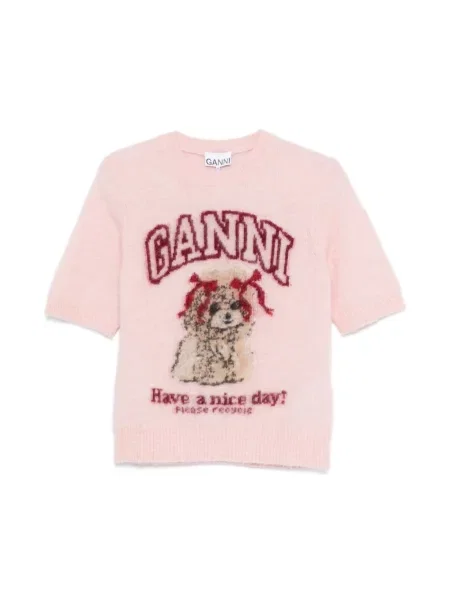 Sweter Ganni z alpaki różowy
