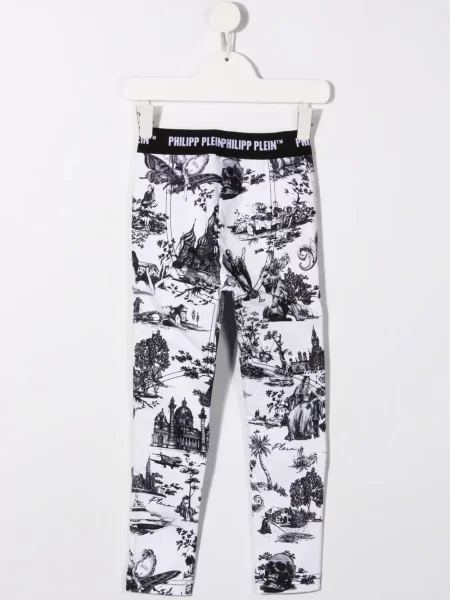 Legginsy dziecięce Philipp Plein białe