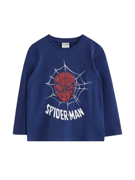 Lindex Tričko Spiderman Flip námornícka modrá / červená biela