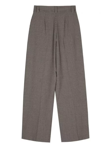 "houndstooth" rašto plačiakojis kelnės Alysi ruda