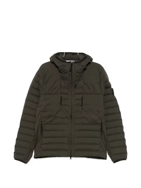 Geacă Stone Island cu glugă cu strasuri verde