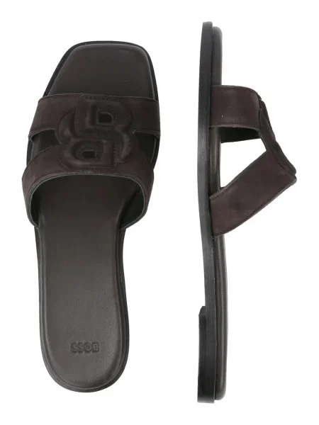 BOSS BLACK Șlapi | piele întoarsă maro