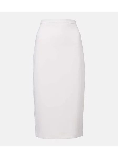 Fustă midi Max Mara de lână până la genunchi alb