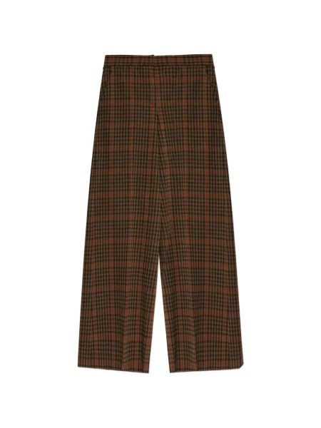 Pantaloni Max Mara în carouri maro