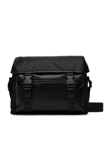 Tommy Hilfiger Torbica za okrog pasu Th Nylon Jacquard Satchel črna