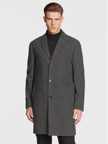 Calvin Klein Vlněný kabát Statement černá