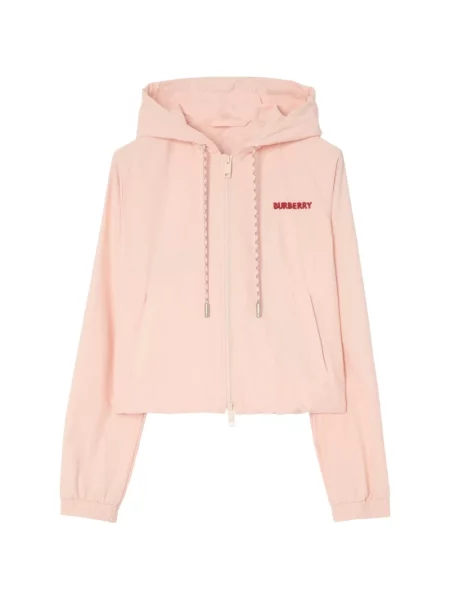 Geacă Burberry cu glugă cu motiv cu inimi stretch roz