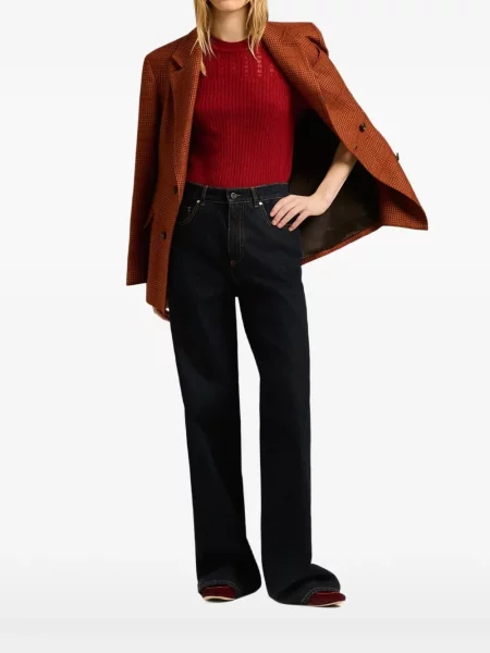 Top Kiton tricotate ajurat roșu