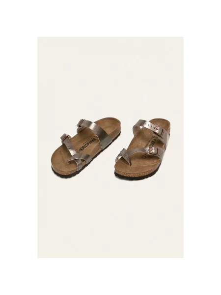 Klapki Birkenstock skórzane brązowe