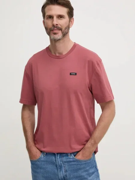 Тениска Calvin Klein лилаво с изчистен дизайн виолетово