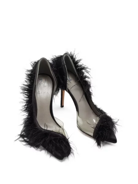Pantofi cu toc Gina cu pene negru